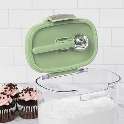 ProKeeper+ Airtight Food Storage Container Set – Clear Plastic Flour and Sugar Canister Set with Magnetic Accessories for Kitchen Organization (Pistachio, 9-Piece)