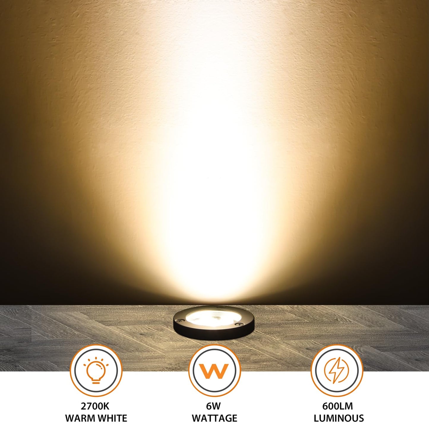 AOAXL 6W Well Lights Outdoor,110V 120V Landscaping Lights IP68 Waterproof 2700k Warm White Outdoor In-Ground Lights for Yard, Garden Patio, 8 Pack