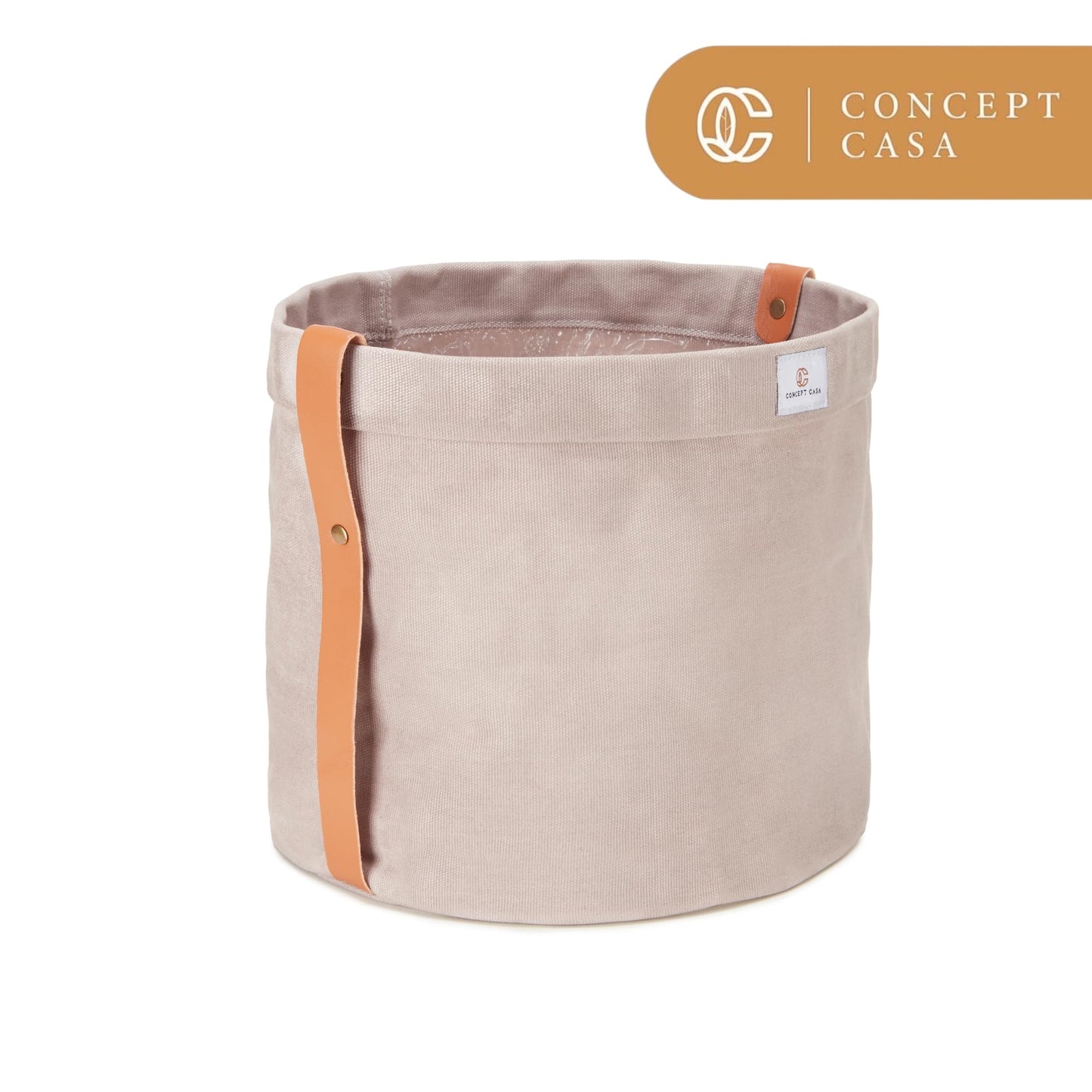 Concept Casa Extra Large Waxed Canvas Planter – 10" Stone Gray Fabric Pot Cover for Indoor/Outdoor Plants, Hanging Basket & Floor Plant Holder, Handmade Decorative Plant Container