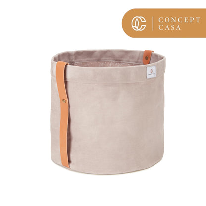 Concept Casa Extra Large Waxed Canvas Planter – 10" Stone Gray Fabric Pot Cover for Indoor/Outdoor Plants, Hanging Basket & Floor Plant Holder, Handmade Decorative Plant Container