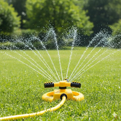 360° Rotating Garden Sprinkler, 2026 New Adjustable Yard Sprinkler for Backyard Grass Care, Durable Water Sprinkler for Water Play Outdoor Pets Water Fun (Yellow)