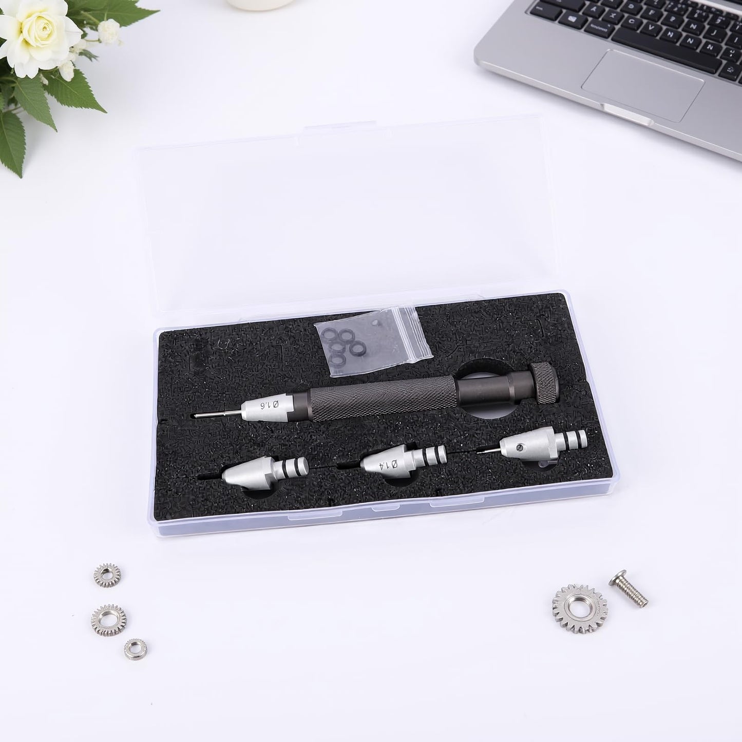 Leftwei Watch Screwdriver Set T Handle Stainless Steel Professional Jewelers Screwdriver Set Non Slip with 1.2 1.4 .8mm Bits for Watchmaker Precision Repair Tool Kit