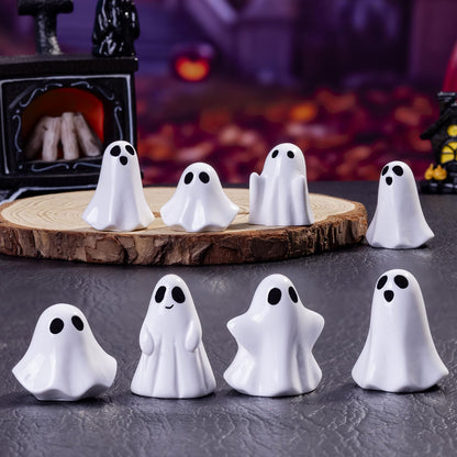 dsooldre 50Pcs Mini Resin Ghost Figurines,Cute Halloween Decorations,Tiny Ghosts for Vase Filler,Tiered Tray,Table Centerpiece & Party Favors (Miniature Home Decor) (50Pc Resin Ghost)