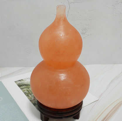 Top Himalayan Salt Lamp, Wu Lou Hu Lu Gourd, Hu Lou Cucurbit, HuLu, Feng Shui Statue, Feng Shui Decor & Gifts for Home, Chinese Decor & Gifts, Chinese New Year, Bring Good Luck, Healthy, Wealth