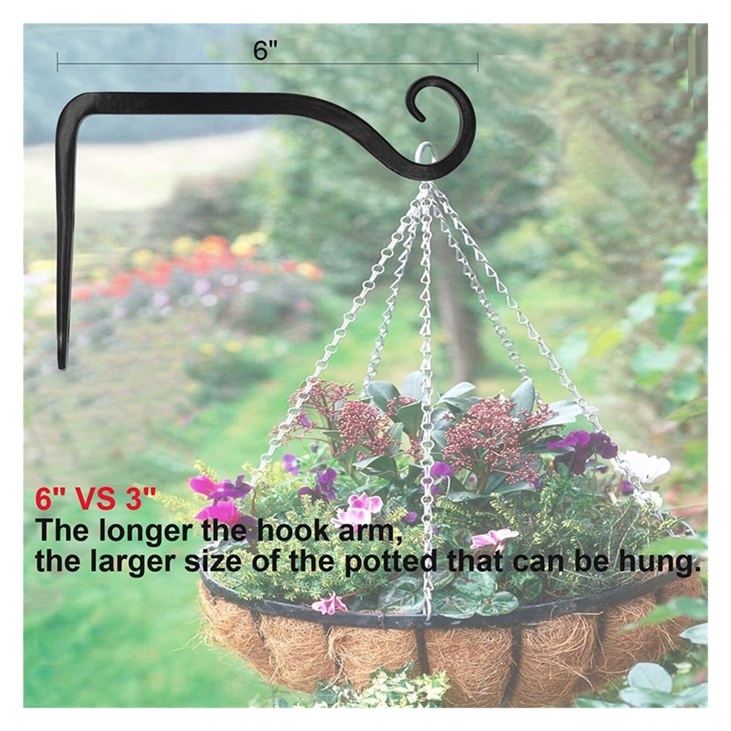 AMPEVEATTK 2 Pieces of Hook Wall Bracket 6 Inches Suitable for Hanging Flower Pots, Lanterns and Bird Feeders Wall Lamps Hooks and Rails