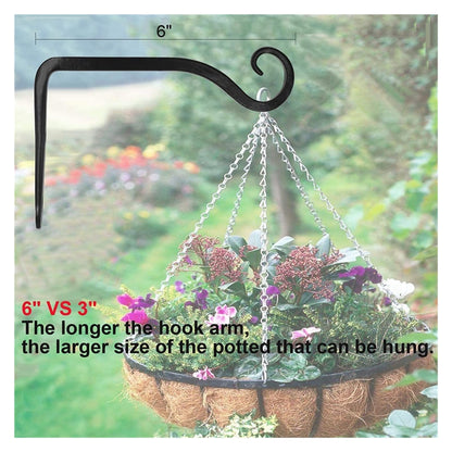 AMPEVEATTK 2 Pieces of Hook Wall Bracket 6 Inches Suitable for Hanging Flower Pots, Lanterns and Bird Feeders Wall Lamps Hooks and Rails