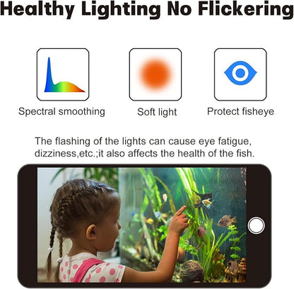 WaterRebirth Ultra-Slim Full Spectrum LED Aquarium Light with Adjustable Brackets,1250LM 30W for 36Inch to 42Inch Fish Tank Lighting Fresh Water