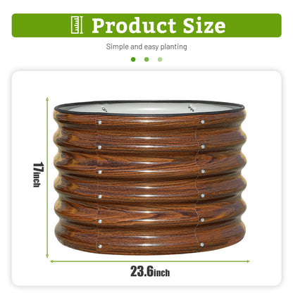 SnugNiture Raised Garden Bed, 2×2×1.5ft Round Galvanized Outdoor Planter Box, 17" Tall Deep Metal Garden Bed Kit for Planting Vegetables, Fruits, Flowers, Brown