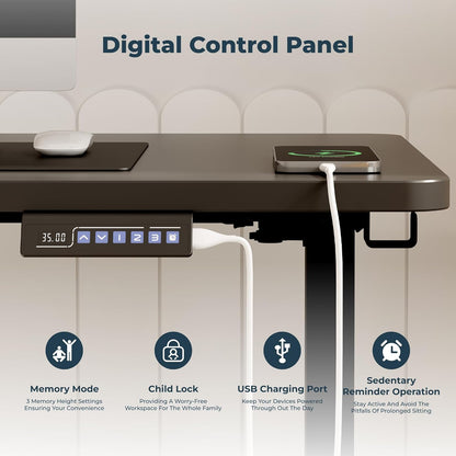 Adjustable Stand Up Desk, Large 71x31 Inches Height Adjustable Standing Desk with Cable Management, Home Office Computer Desk with Memory Preset & Charging USB Port & Sedentary Reminder