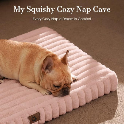 Orthopedic Dog Bed Medium Size Dog, Pet Beds with Waterproof Lining, Soft Short Plush Surface & Egg Crate Foam, Machine Washable Pet Mat with Removable Cover & Anti Slip Bottom