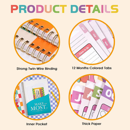 Teacher Planner - Undated Teacher Planner, 8.5" x 11", Lesson Plan Book With Stickers, Class Schedule, Weekly Calendar, Great for School