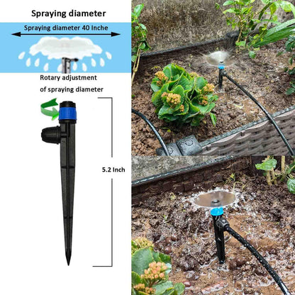 160Ft Drip Irrigation System for Garden with Water Timer, Main Water Hose ID 1/2inch 32Ft, 1/4in 131Ft, Sufficient Water Pressure, Irrigation Dripper Waterflow Evenly, Easy DIY Garden Watering System