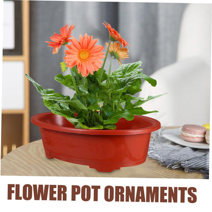 VINTORKY 2pcs Oval Plastic Flower Pots Indoor Outdoor Planters Drainage for Herbs Succulents and Garden Decor