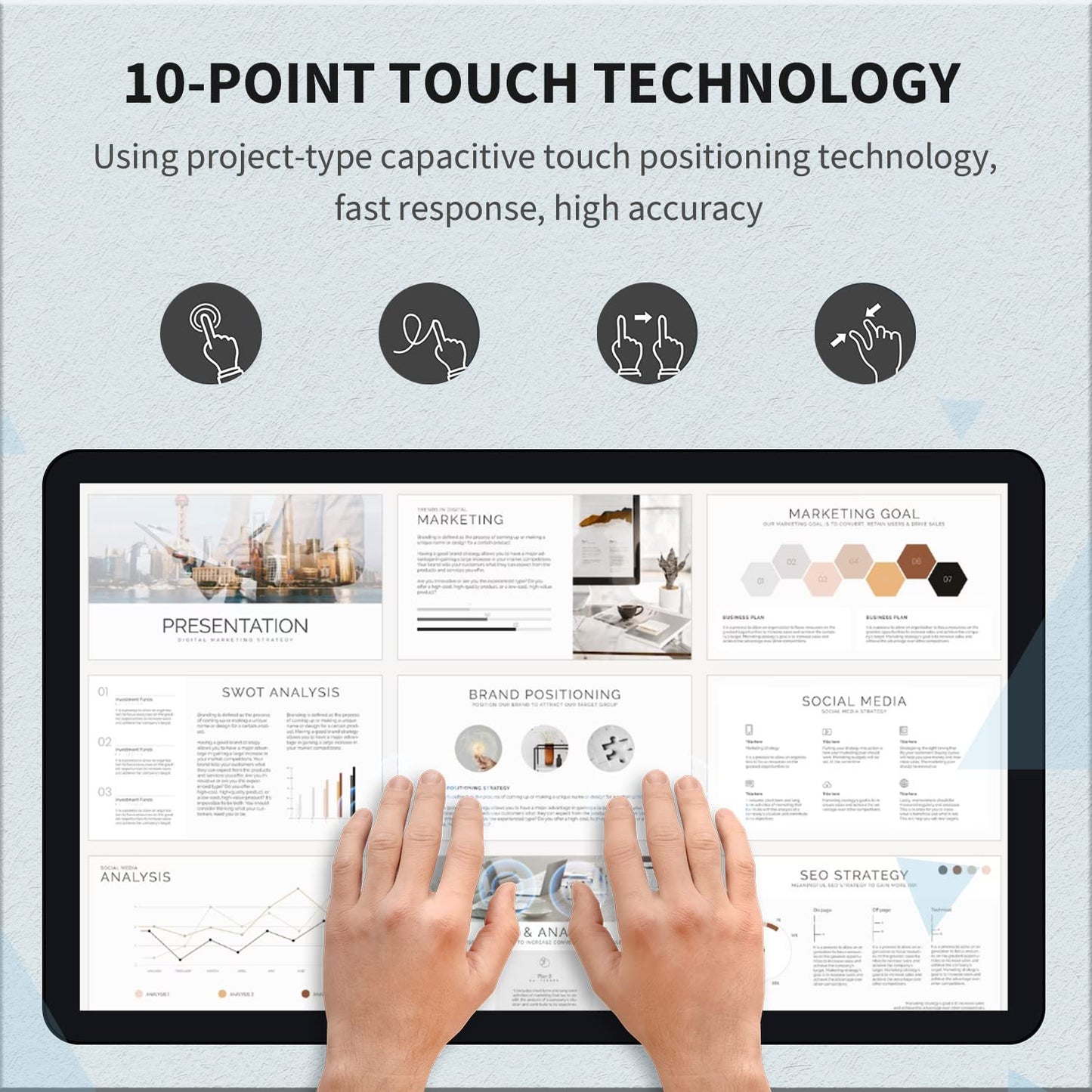 TouchWo 27 inch Touch Screen PC Monitor, Intel i3, 4GB RAM, 128G SSD, 16:9 FHD 1080P, Windows 10, Smart Board for Classroom, Meeting & Home, USB, VGA & HD-MI Monitor