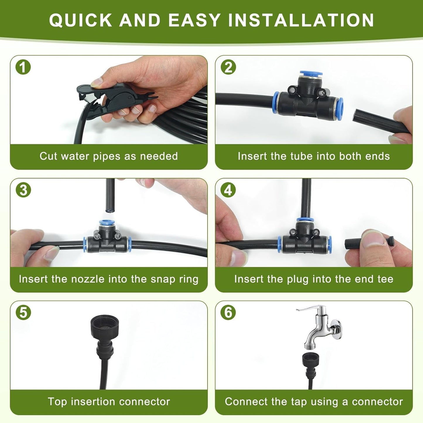 50FT Drip Irrigation System,Everything You Need for Patio & Garden Watering – 15 Nozzles, Easy-Set Timer, and 5/16 Inch Hose for Greenhouse or Lawn Care