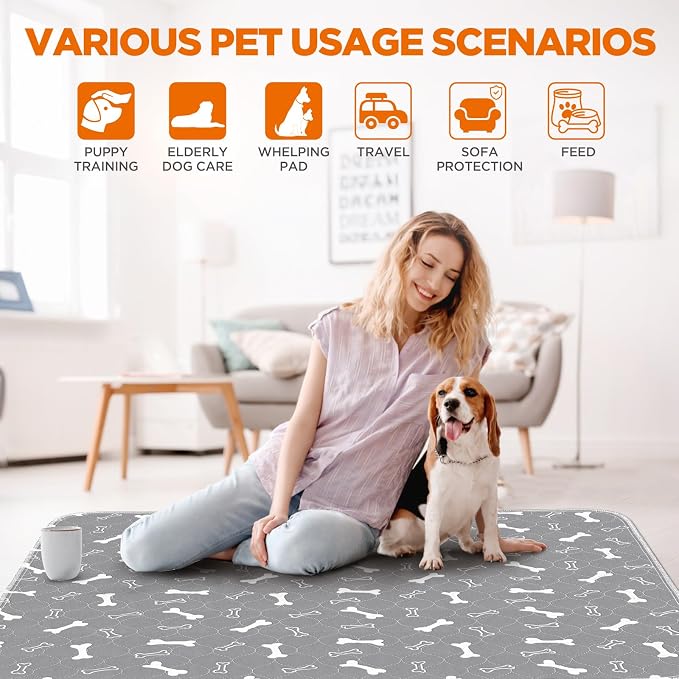 Washable Pee Pads for Dogs, 2 Pack Dog Pee Pads Washable, Waterproof Puppy Pads Mat Reusable Fast Absorbent Dog Potty Training Pads, Whelping Pads for Playpen Crate - 24”x24”