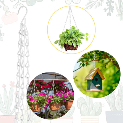 Ripeng 8 Pack 16.38 Inch Plant Hanging Chains with Hooks Metal White Hanging Basket Chain for Bird Feeders Planters Lanterns 3 Point Flower Pot Basket Chain Garden Plant Hangers