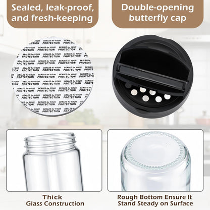Acellegic 3 Pack 16 oz Glass Spice Jars with Shaker Tops Lids Large Spice Bottle with Lids for Kitchen, Herbs, Sugar, Pantry Herb Salt Pepper Storage (Round)