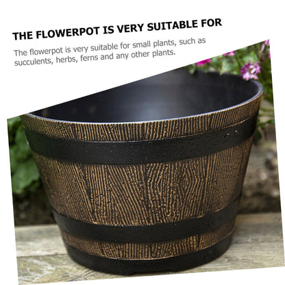 Resin Tree Pattern Planter Pot 9.05 Inch with Drainage for Succulents Bonsai Herbs Outdoor Flower Pot Decorative for Garden Balcony