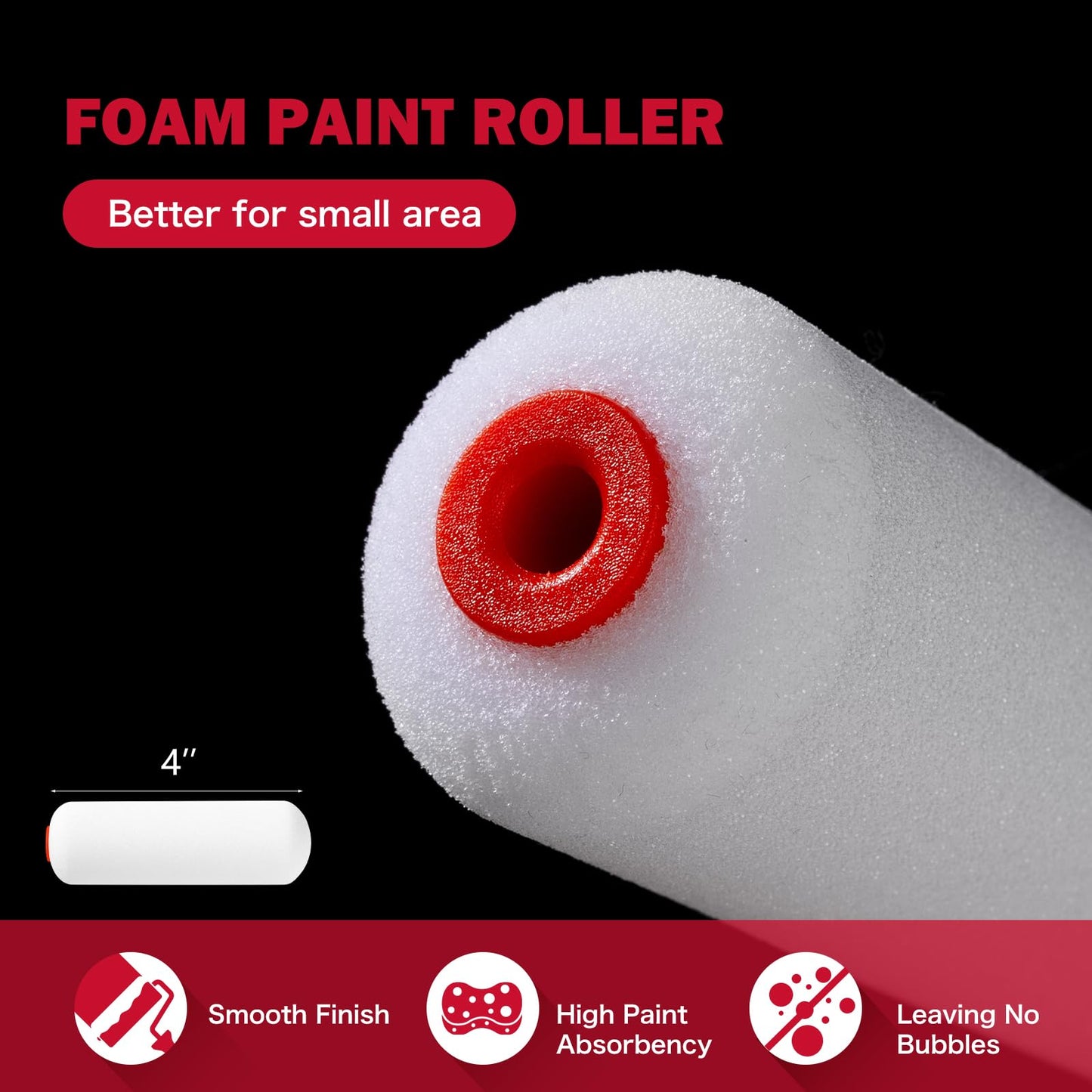 Mister Rui Foam Paint Roller, Mini Paint Roller 2 Inch Sponge Paint Roller Refills, Pack of 20, Small High Density Foam Paint Roller Refills Can be Used with Oil and Water Based Paints