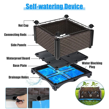 Ciao Stilista Raised Plant Box with Wheels 31.5"x15.7"x16.1", Raised Beds for Gardening Self Watering, Durable Metal Lockable Casters, Rectangular Garden Planter Perfect for Garden Patio Balcony Deck