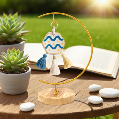 YEARCHY Hanging Ornament Display Rack Stand Hook Chrismas Ornament Party Decoration Holder Pot Hanging Terrarium Home Office Decor Hanger (1, Gold)