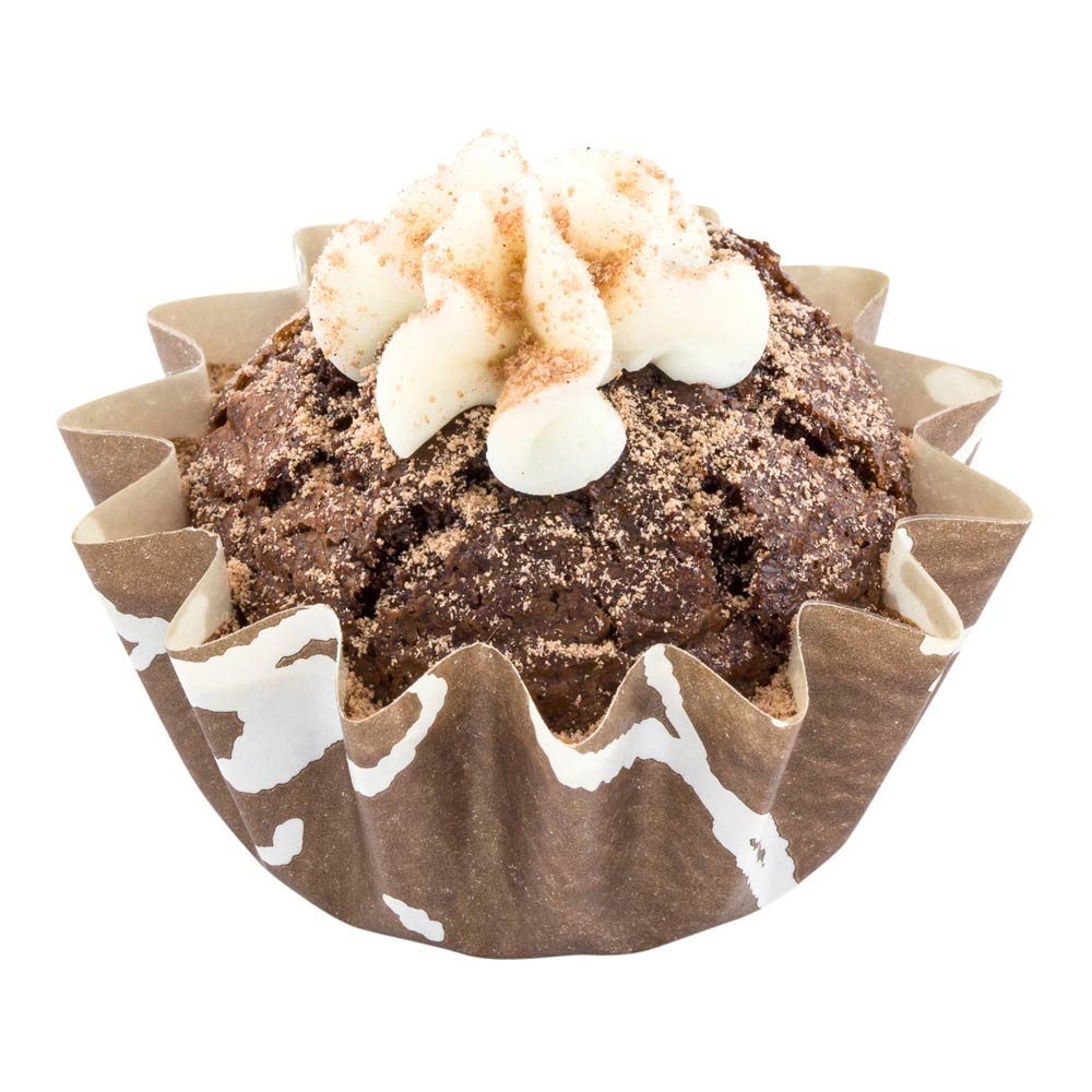 Restaurantware Panificio 0.4 Ounce Baking Cups 200 Flared Cupcake Liners - Oven-Ready Freezable Brown And White Paper Muffin Cases Disposable Chocolate Wisp For Wedding Parties Baby Showers