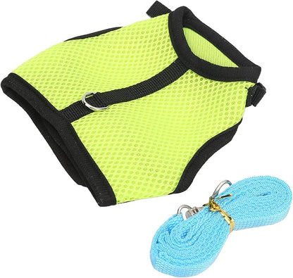 Fydun Pet Mesh Traction Harness Chest Back with Leash for Rabbit Guinea Pig Pet SuppliesS Green for Families (Fruit Green)