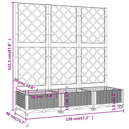 Logeirevo Plastic Garden Planter with Trellis, Outdoor Raised Garden Bed Free-Standing Trellis Planter Box for Vine Climbing Plants Flowers, Light Gray 47.2"x15.7"x47.8" PP,-1745