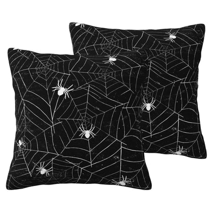 VIREOTHIA Halloween Spiderwebs Pillow Covers 18x18 Set of 2 Black and White Decorative Throw Pillow Cover Spider Webs Square Pillowcases Cushion Covers for Couch Bed Sofa Decor