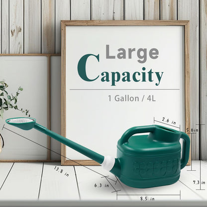 1 Gallon Watering Can, Garden Watering Can Outdoor, Plant Water Can with Removable Long Spout and Stainless Steel Sprinkler Head, Plastic Indoor Watering Cans for Gardening Flower Plants