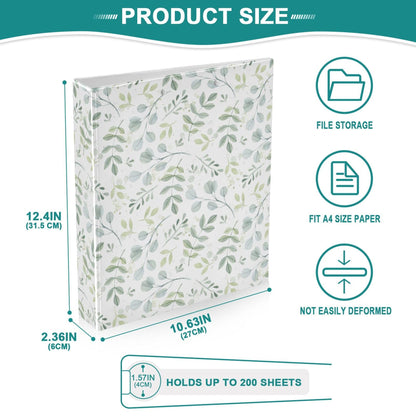 Leaves Round Ring Binders 1.5 Inch Plant 3 Ring Clipboard Binder for Office School Work Supplies File Folder Document 200 Sheet Capacity Easy Open