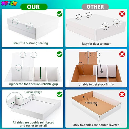 Trading Card Storage Box, 4 Row 3200 Count Collector Cards Box with Divider, White Corrugated Cardboard Compatible with Top Loader Organizer Sorting Tray Box for Sports Cards, MTG, TCG Cards (3-Pack)