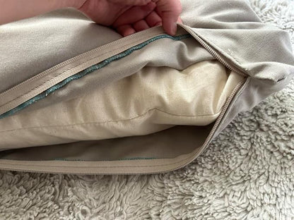 Natural Cotton Canvas Dog Bed – Raw Cotton Filled Pet Cushion Insert, Breathable Eco-Friendly Dog Mattress, Durable Washable Cover with Zipper (Gray, Large 48"x30"x5")