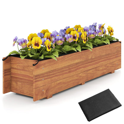 S AFSTAR Raised Garden Bed, 44" x 11" x 10" Wood Rectangle Planter Box with Drainage Holes, Water-Resistant Paint, Decorative Window Box, Outdoor Garden Bed for Fruit Vegetable Flower Herb, Orange