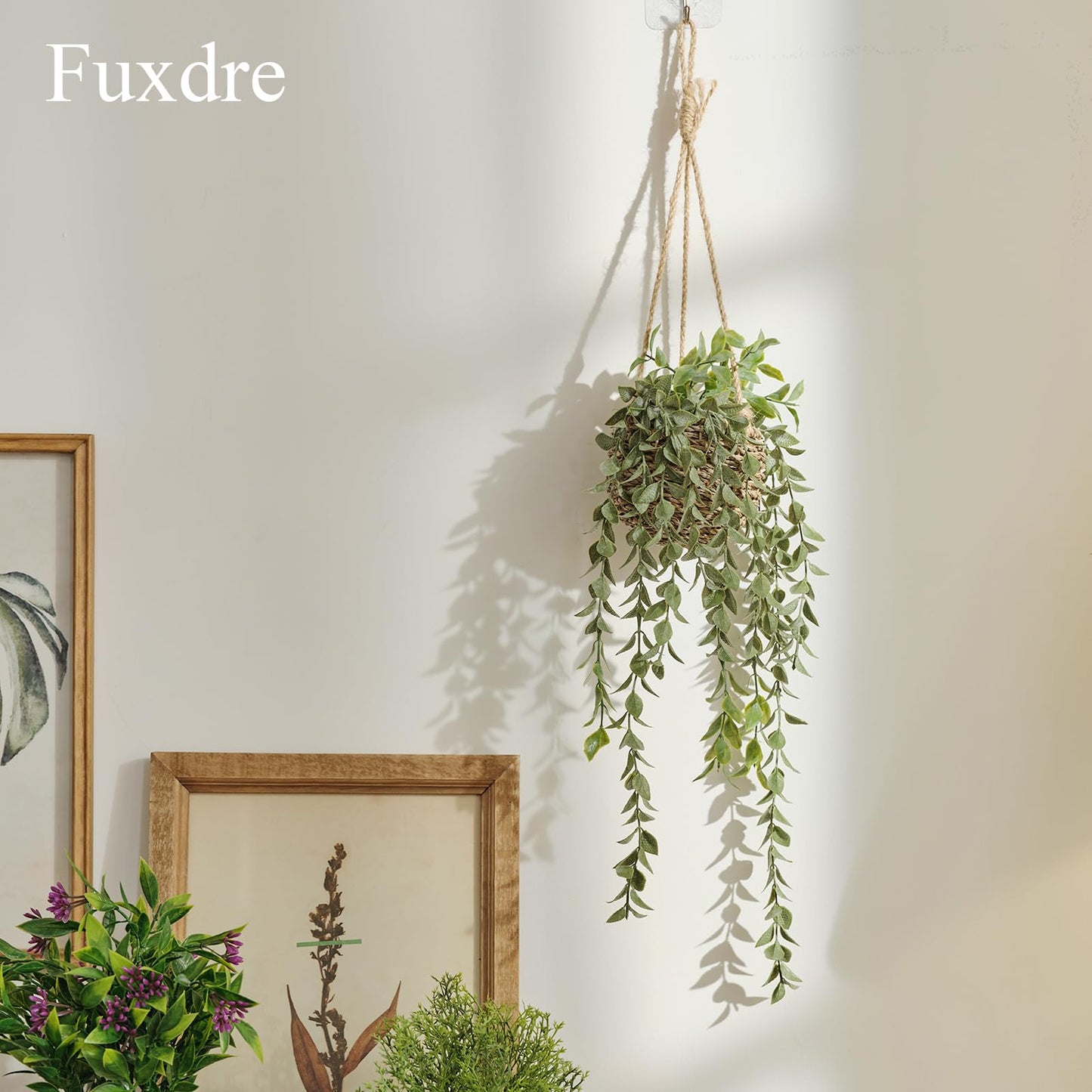 Fuxdre 3 Pack Mini Artificial Hanging Greenary Fake Hanging Plants in Basket for Wall Living Room Decor Bathroom Shelf Home Indoor