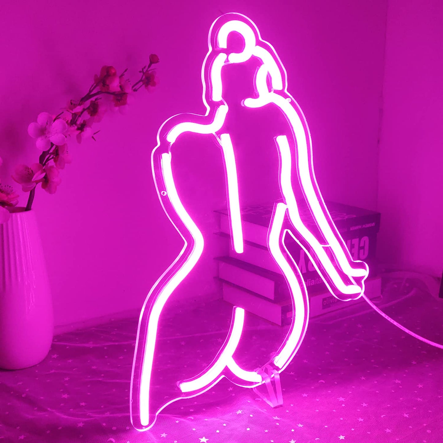 Ajoyferris Lady Back Neon Sign Dimmable LED Lady Sign Woman Neon Sign Sexy Lady Neon Signs for Bedroom Man Cave Bar Store Home Party Art Decor Gifts(16X11 inches,Blue)