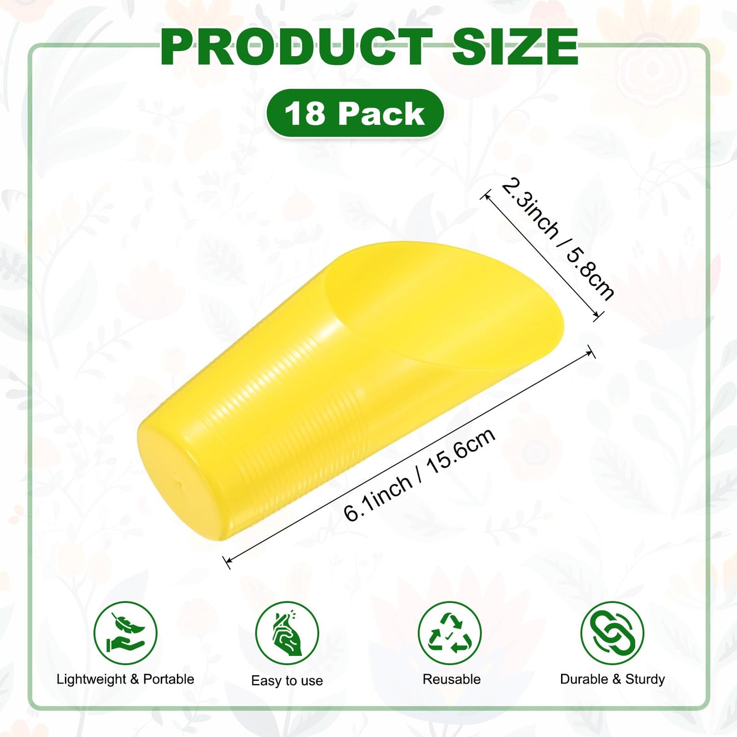 M METERXITY 18-Pack Bonsai Soil Scoops, Plastic Garden Soil Scoops Bucket Shovel Potting Scoopers for Transplanting/Flower Planting/Plant Succulent, Colorful Small Gardening Tools [Yellow]