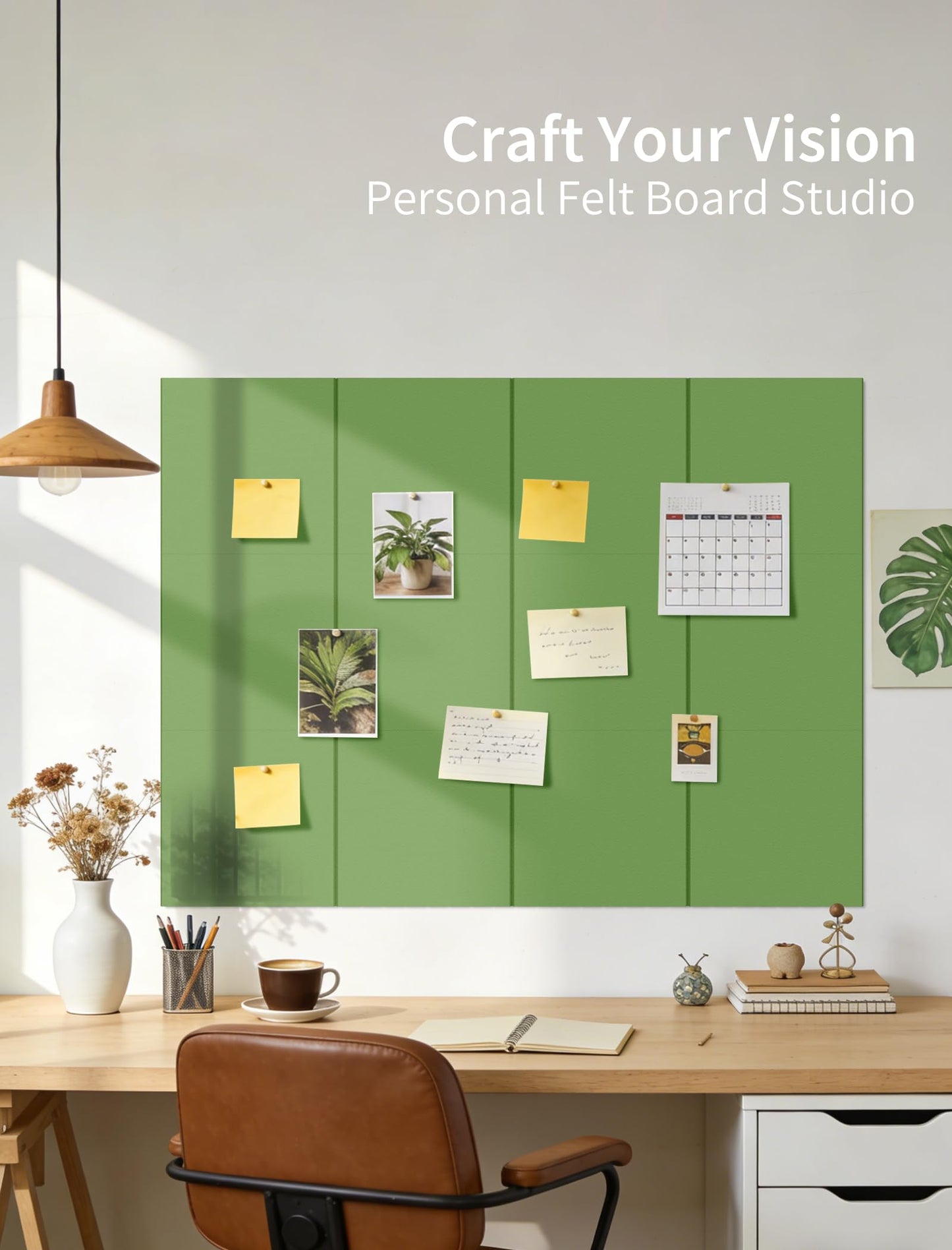 Large Bulletin Board 48"x 24" Cork Boards for Walls, 8 Pack Felt Wall Panels Photo Board, Cork Board for Office Home Pin Board