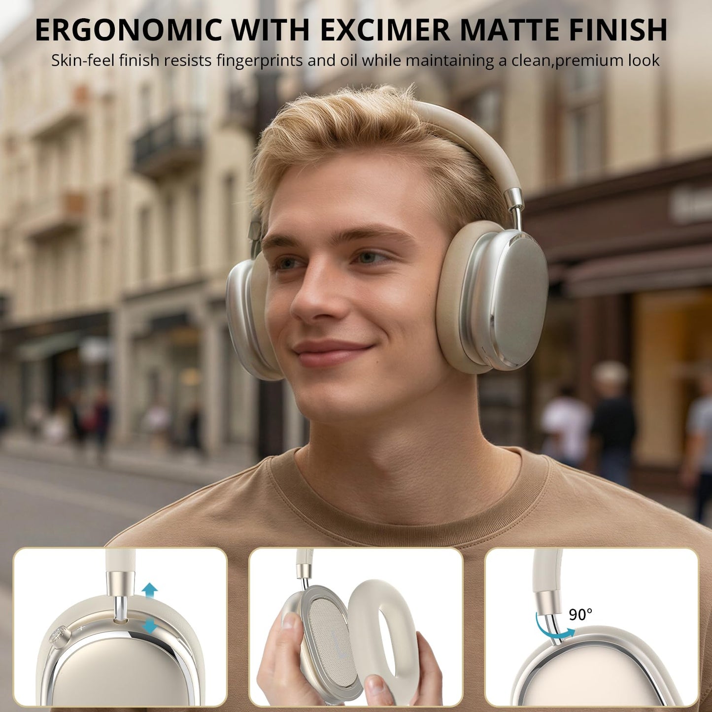 FOFUN NC95 Hybrid Active Noise Cancelling Headphones with Knob Control, 120H Playtime Over Ear Headphones Wireless Bluetooth 6.0, App Control, Hi-Res Audio, Comfort Fit, Clear Calls for Travel/Workout