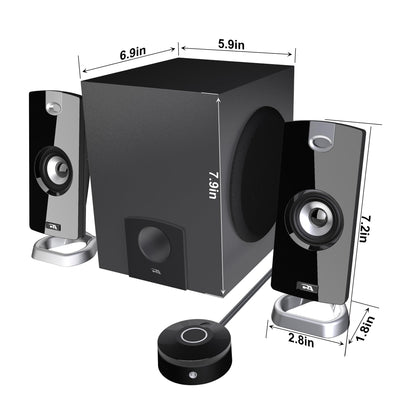 Cyber Acoustics CA-3090 2.1 Speaker System with Subwoofer with 18W of Power – Easy Setup and Convenient Controls, Great for Music, Movies, and Gaming