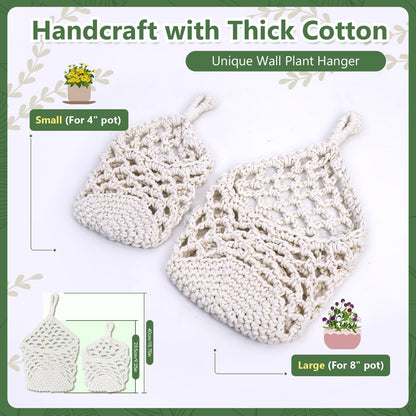 HOREAKHJ Macrame Wall Plant Hanger, Hanging Planter Basket Holder, Wall Planters for Indoor Plants, for Up to 4 Inch Pot (Ivory, 4-Inch)