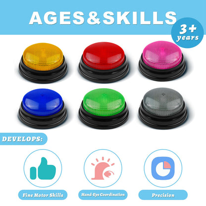 BEAN LIEVE Buzzers for Trivia Games - Set of 6 Game Buzzers, Compact Portable Buzzers for Classroom Trivia, Family Feud, Party Games, Team Quiz Nights - Fun for Teachers, Kids, Families