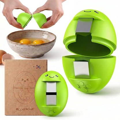 Egg Cracker, Silicone Egg Shell Opener, Cute Egg Shaped Design, Opens Eggs with Ease, A Little Happiness Boost for Your Kitchen (1, Green)