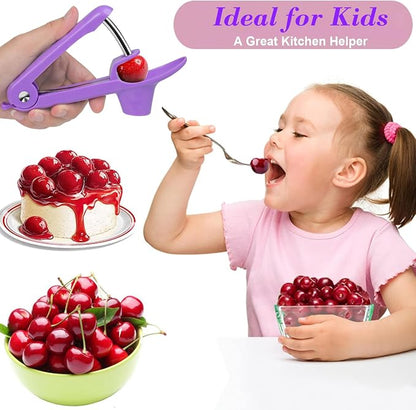 Cherry Pitter Tool Pit Remover, Cherry Core Remover Tool with Space-Saving Lock Design, Heavy-Duty Cherry Pit Remover for Kids / Making Cherry Jam