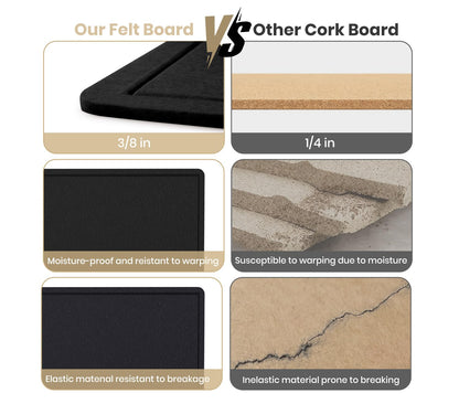 Extra Large Bulletin Board, 95 X 47 inches Cork Board with 30 Pushpin, 8' x 4' Felt Cork Board Notice Pin Board, Self-Adhesive Vision Board Mood Board Foldable Photo Board for Wall - Black