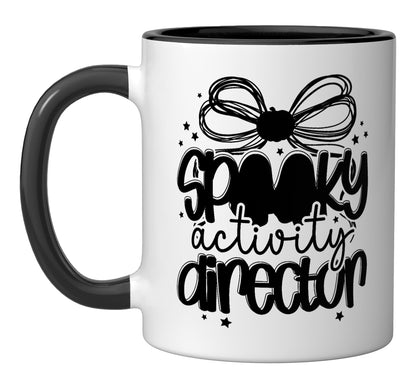 Spooky Activity Director Halloween Activity Coordinator Ceramic Mug, Black/White