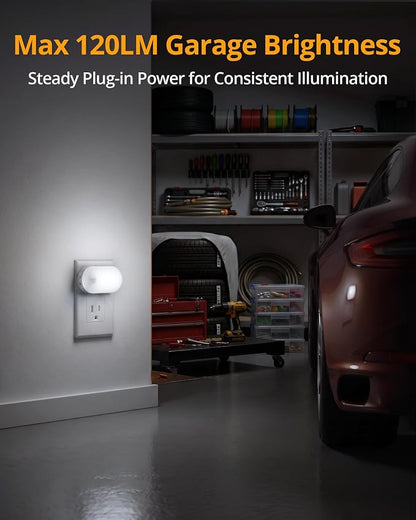 Lyridz 120LM Ultra Bright Plug-in Motion Sensor Night Light, Stepless Dimmable LED Nightlight, Always-On and Auto-Off, for Hallway, Stairs, Bathroom, Bedroom, Garage, Cool White (6-Pack)
