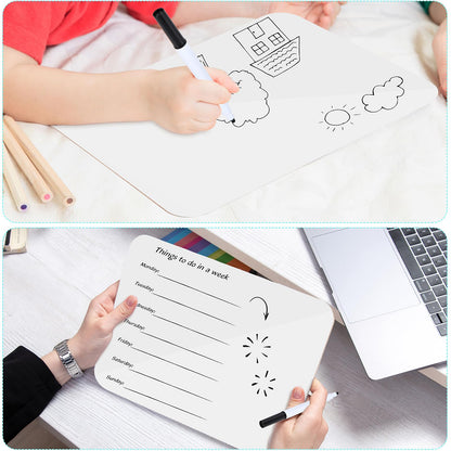 24 Pack Small White Board Dry Erase Boards Classroom Teachers Pack Mini White Boards 9" x12” Personal Whiteboards for School Students Supplies Lapboards l 24 Mini Erasers， 24 Makers Included (24)