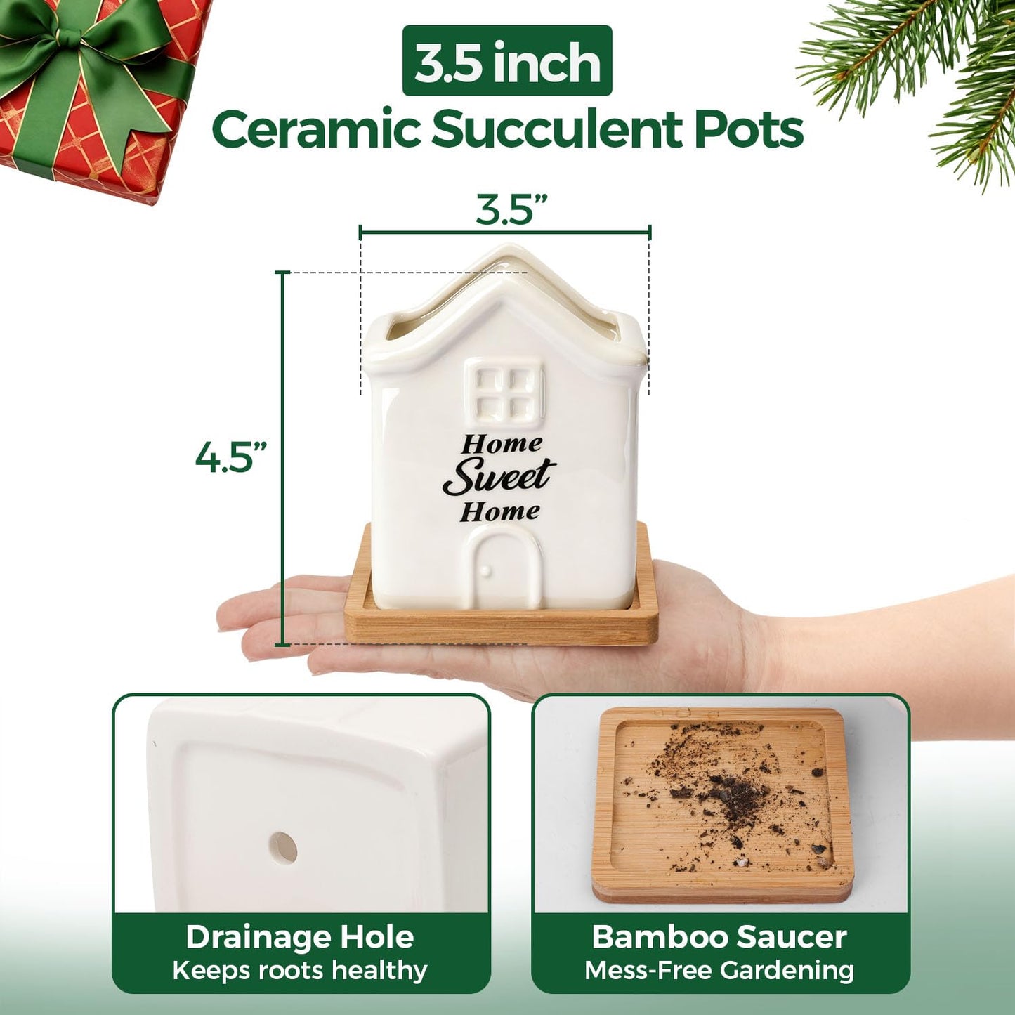T4U House Warming Gifts New Home, 3.5 Inch Succulent Pots Home Sweet Home, Housewarming Gifts Small Pots for Plants, New Home Gift Ideas for New Apartment